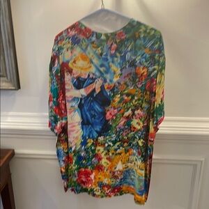 Gottex Blue and Orange Graphic Short Sleeve T-Shirt